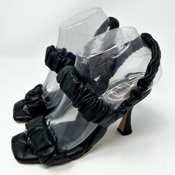 NEW Sam Edelman Marlena Black Ruched Leather Slingback Sandals Size 6, MSRP $140 - Picture 3 of 12